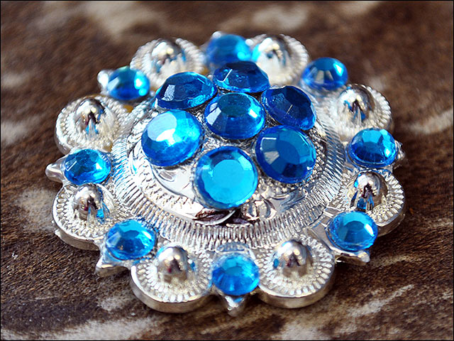 HILASON Western Screw Back Concho Capri Blue Crystal Saddle Color | Belt Slotted Conchos