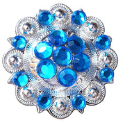 HILASON Western Screw Back Concho Capri Blue Crystal Saddle Color | Belt Slotted Conchos