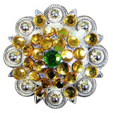 Set Of 4 Western Screw Back Concho Gold Crystal 1-1/4In Saddle Cowgirl - Uhorse