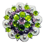 Set Of 32 Western Screw Back Concho Green Purple Crystal 1-1/4In Saddle - Uhorse