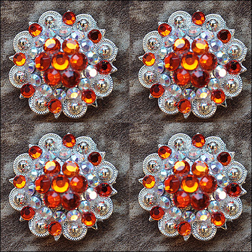HILASON Western Screw Back Concho Orange Ab Crystal Saddle and Color | Slotted Conchos