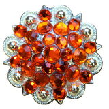 Set Of 16 W. Screw Back Concho Orange Crystal 1-1/4In Berry Saddle – by Hilason – Cowboy and equestrian accessories