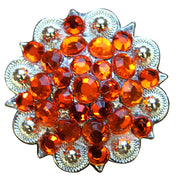 HILASON Orange Crystal 1-1/4In Berry Headstall Saddle Cowgirl | Western Concho Belt Slotted Conchos