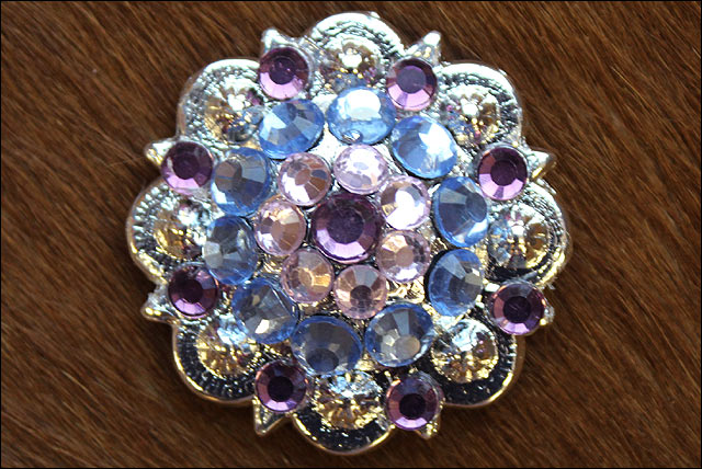 HILASON Screw Back Concho Rose Aqua Marine Crystal 1-1/4In Saddle Light Amethyst, and color