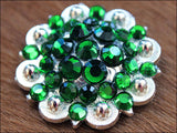 HILASON Western Screw Back Concho Green Crystal 1-1/4In Saddle Cowgirl Olivine color | Slotted Conchos | Bling Concho