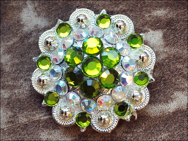 HILASON Western Screw Back Concho Peridot Green Crystal Saddle and AB Color | Slotted Conchos