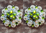 HILASON Western Screw Back Concho Peridot Green Crystal Saddle Peridot Green and AB Crystal Color | Slotted Conchos
