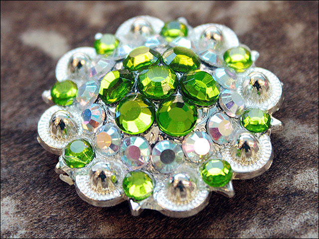 HILASON Western Screw Back Concho Peridot Green Crystal Saddle and AB Color | Slotted Conchos