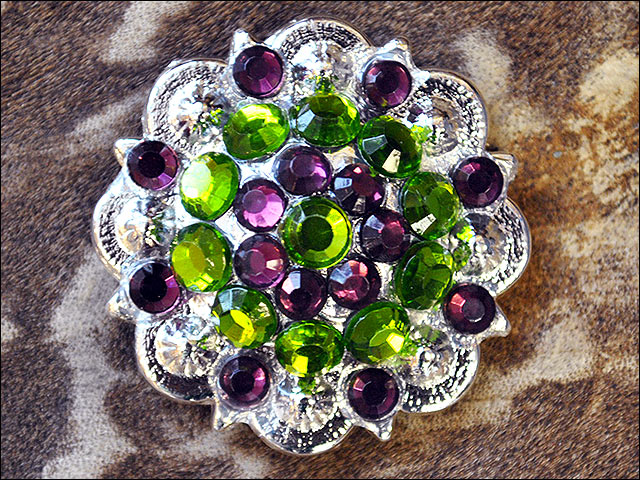 HILASON Screw Back Concho Peridot Amethyst Crystal Saddle Green and Color | Bridle Conchos Slotted