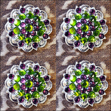 Peridot Amethyst Crystal Berry Headstall Saddle Hilason