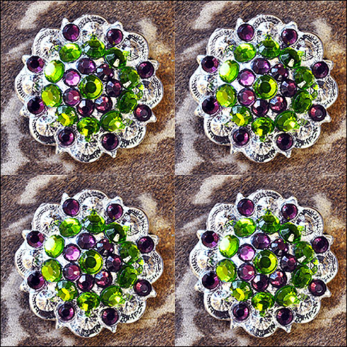 HILASON Screw Back Concho Peridot Amethyst Crystal Saddle Green and Color | Bridle Conchos Slotted