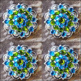 Peridot Green Capri Blue Crystal Berry Tack Saddle Hilason