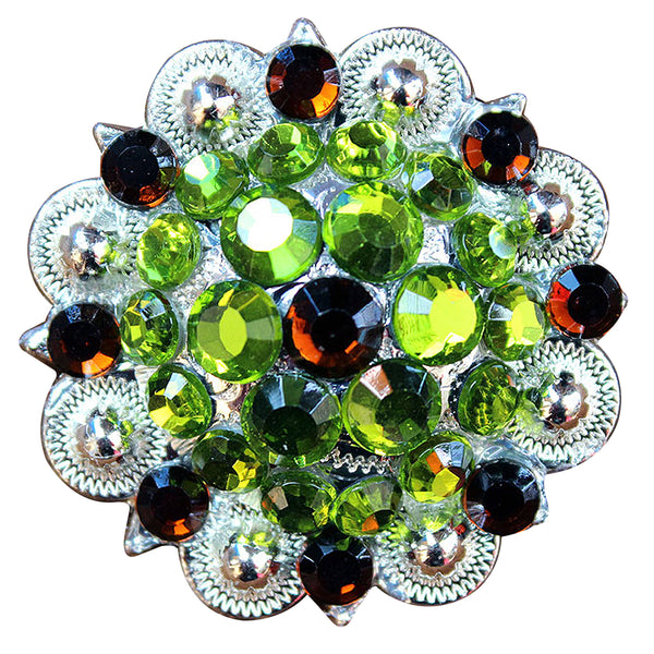 Hilason Green Brown Crystal 1-1/4In Berry Concho Rhinestone Tack Saddle - Uhorse