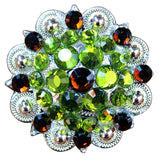 HILASON Western Screw Back Concho Green Brown Crystal Saddle Peridot and Smoked Topaz Color | Slotted Conchos