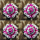 1.5" Hilason Western Style Crystal Silver Berry Rhinestone Bling Headstall Saddle Breast Collars Concho Pink