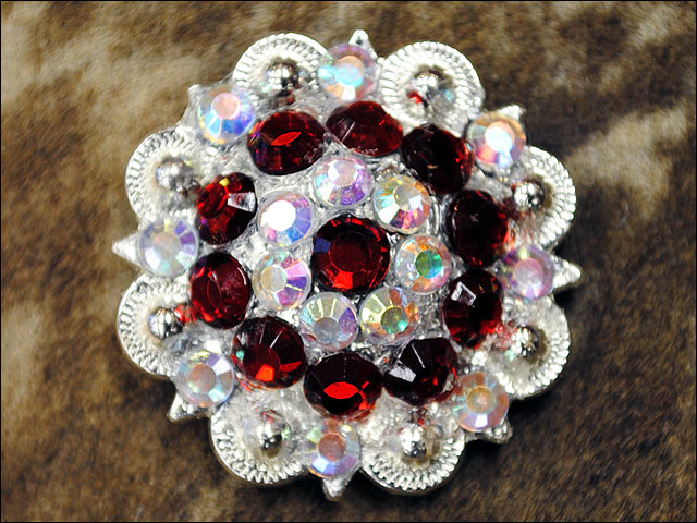 HILASON Red Ab Crystal 1-1/4" Berry Concho Rhinestone Saddle Tack Cowgirl | Western Belt Slotted Conchos