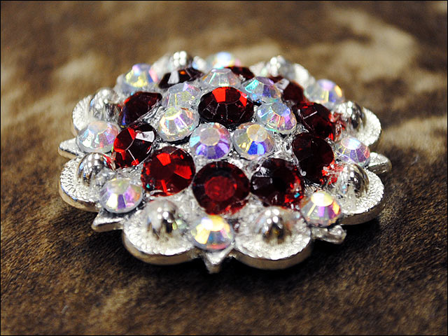 HILASON Red Ab Crystal 1-1/4" Berry Concho Rhinestone Saddle Tack Cowgirl | Western Belt Slotted Conchos