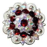 Set Of 2 Western Screw Back Concho Red Ab Crystal 1-1/4In Saddle Cowgirl - Uhorse
