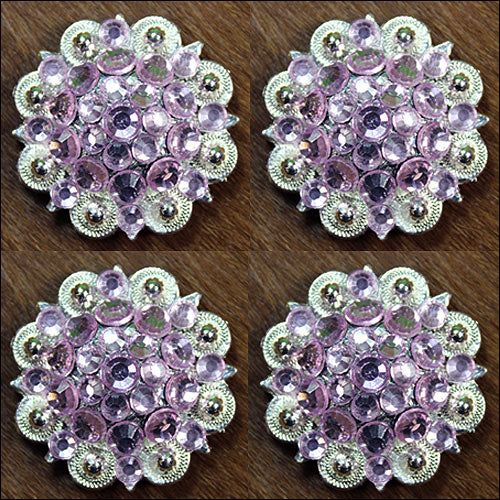 HILASON Western Screw Back Concho Rose Crystal Saddle Cowgirl Color | Bridle Conchos Slotted