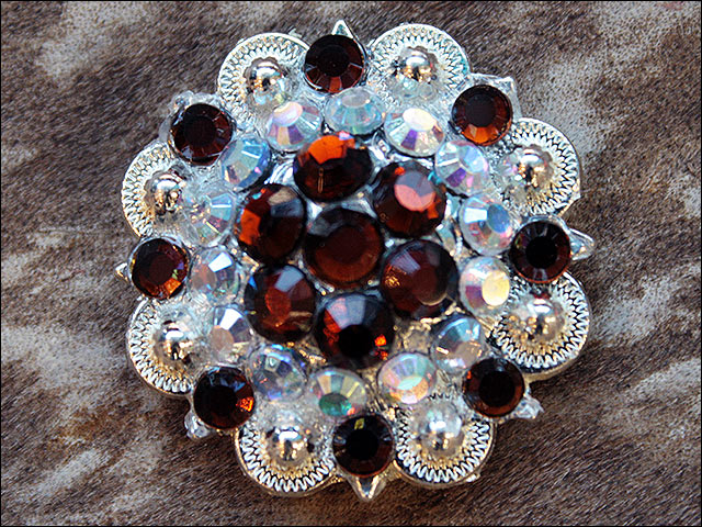 HILASON Berry Concho Rhinestone Saddle Tack Topaz and AB Crystal Color | Western Belt Slotted Conchos
