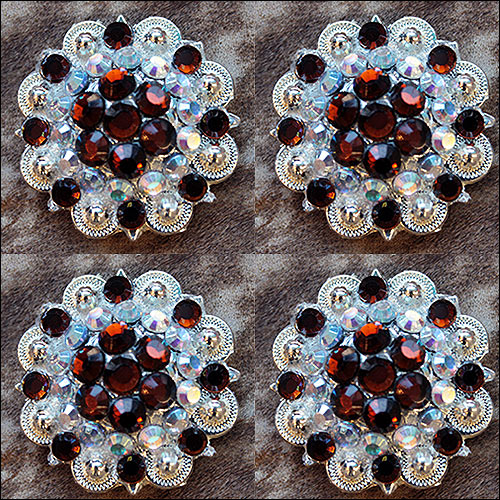 HILASON Berry Concho Rhinestone Saddle Tack Topaz and AB Crystal Color | Western Belt Slotted Conchos