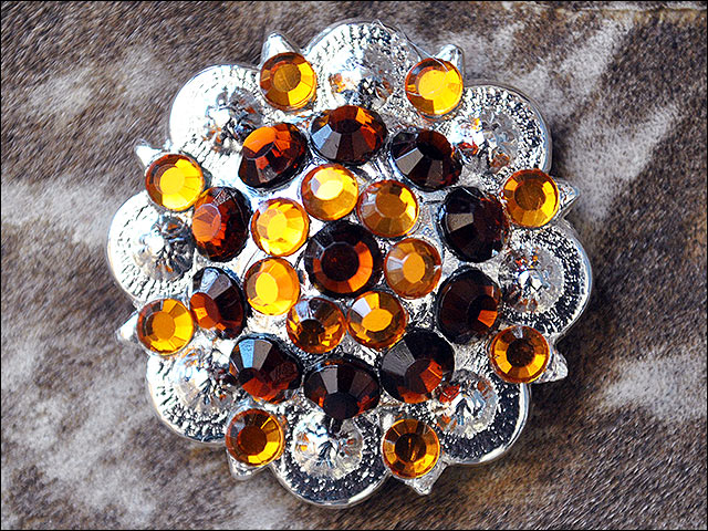 HILASON Berry Concho Rhinestone Saddle Tack Cowgirl Brown Color | Western Belt Slotted Conchos