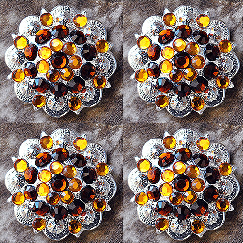 HILASON Berry Concho Rhinestone Saddle Tack Cowgirl Brown Color | Western Belt Slotted Conchos