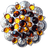 Set Of 32 Western Screw Back Concho Brown Crystal 1-1/4 Saddle Cowgirl - Uhorse