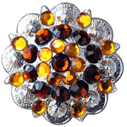 HILASON Berry Concho Rhinestone Saddle Tack Cowgirl Brown Color | Western Belt Slotted Conchos