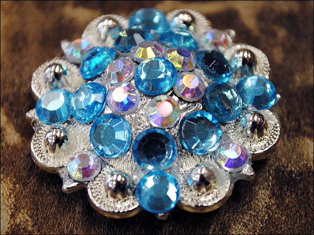 HILASON Western Screw Back Concho Turquoise Ab Crystal Saddle and stone Color | Bridle Conchos Slotted