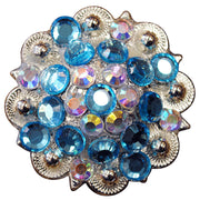 HILASON Western Screw Back Concho Turquoise Ab Crystal Saddle and stone Color | Bridle Conchos Slotted