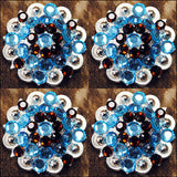 Hilason Turquoise Brown Crystal 1-1/4 Berry Concho Rhinestone Saddle Tack
