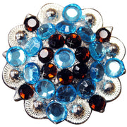 HILASON Turquoise Brown Crystal 1-1/4 Berry Concho Rhinestone Saddle Tack | Western Belt Slotted Conchos