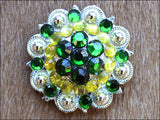 HILASON Western Screw Back Concho Green Crystal Saddle Cowgirl Olivine and Peridot Color | Bridle Conchos | Slotted Conchos