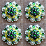 HILASON Western Screw Back Concho Green Crystal Saddle Cowgirl Olivine and Peridot Color | Bridle Conchos | Slotted Conchos