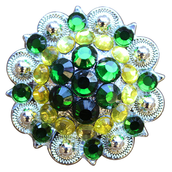 Hilason Green Crystal 1-1/4In Berry Concho Rhinestone Saddle Tack Cowgirl - Uhorse