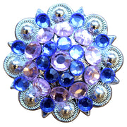 HILASON Western Screw Back Concho Rose Sapphire Crystals Saddle Rose, Color | Belt Slotted Conchos