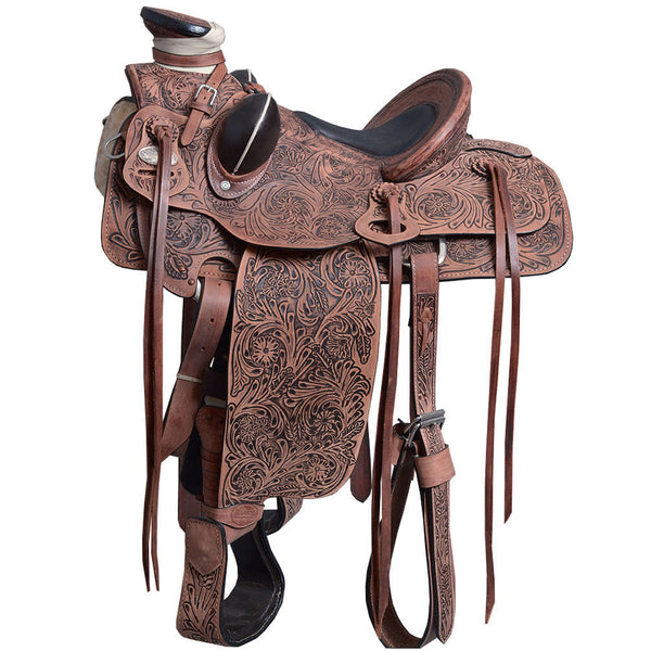 16 In Western Horse Saddle American Leather Wade Ranch Roping Dark Brown Hilason - Uhorse