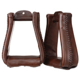 Tough-1 Dark Oil Leather Royal King Deep Roper Horse Saddle Stirrups