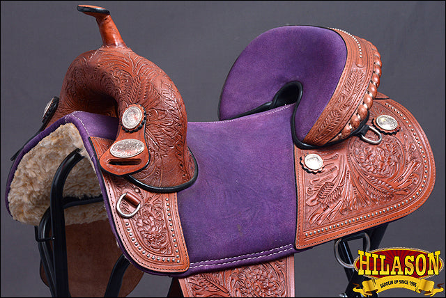 HILASON Western American Leather Trail Barrel Racing Horse Saddle | Treeless for Horses
