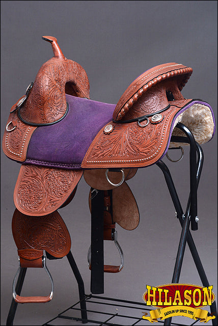 HILASON Western American Leather Trail Barrel Racing Horse Saddle | Treeless for Horses