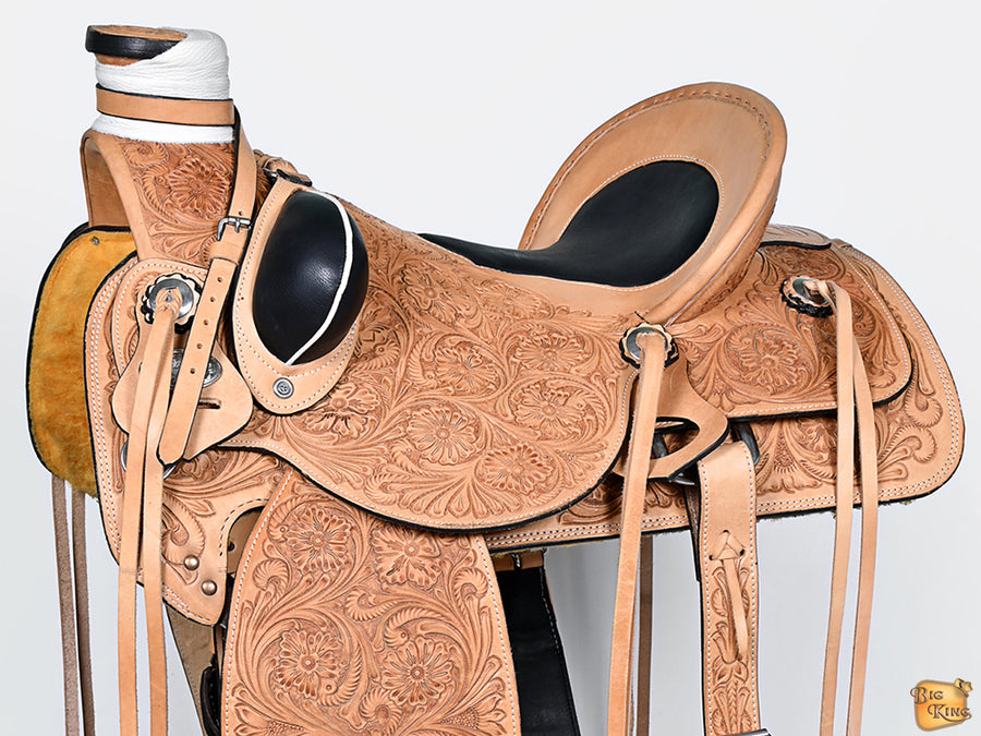 HILASON Western Horse Wade Saddle American Leather Ranch Roping Tan | Hand Tooled & For Horses