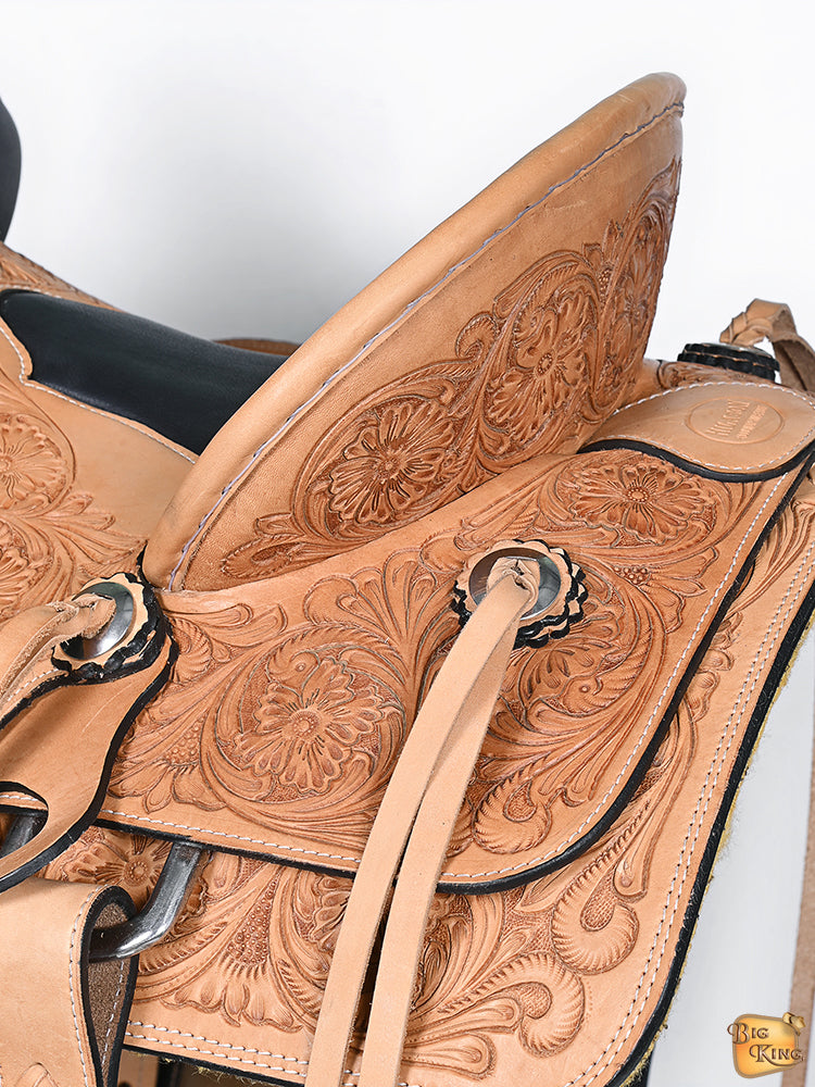 HILASON Western Horse Wade Saddle American Leather Ranch Roping Tan | Hand Tooled & For Horses