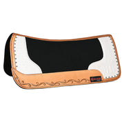 HILASON Western Wool Felt Horse Saddle Pad W/ Distressed Wear Leather | for Horses