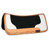 30 X 30 Western Wool Felt Horse Saddle Pad Alligator Print Leather Off white - Uhorse