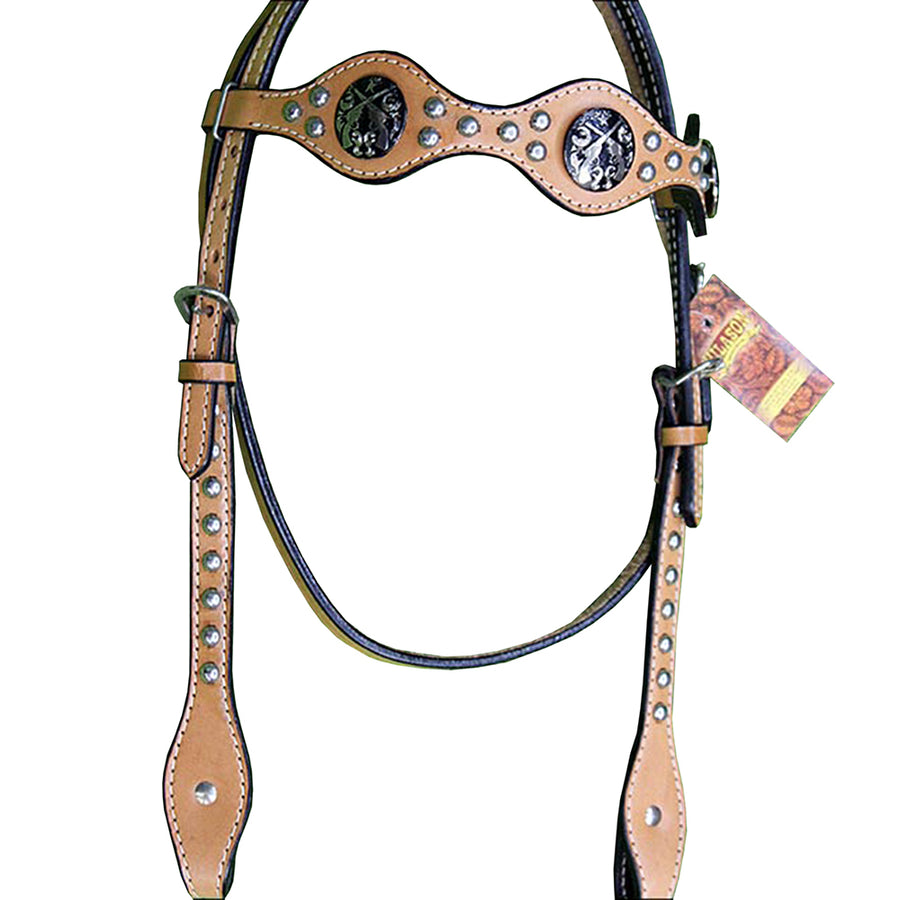 Hilason W. Headstall H. Bridle American Leather Tan Cross Gun – by Hilason – Cowboy and equestrian accessories