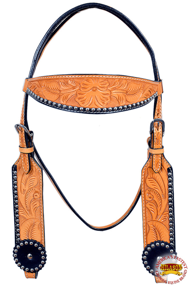 HILASON Western Horse Genuine American Leather Headstall and Breast Collar Set Saddle Tan| Headstall Bridle for Horses Western | Horse Headstall Bridle | Western Headstalls Bridle for Horses