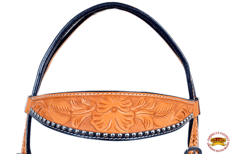 HILASON Western Horse Genuine American Leather Headstall and Breast Collar Set Saddle Tan| Headstall Bridle for Horses Western | Horse Headstall Bridle | Western Headstalls Bridle for Horses