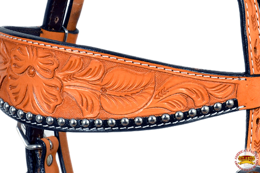 HILASON Western Horse Genuine American Leather Headstall and Breast Collar Set Saddle Tan| Headstall Bridle for Horses Western | Horse Headstall Bridle | Western Headstalls Bridle for Horses