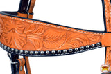 HILASON Western Horse Genuine American Leather Headstall and Breast Collar Set Saddle Tan| Headstall Bridle for Horses Western | Horse Headstall Bridle | Western Headstalls Bridle for Horses